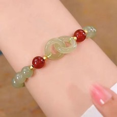 Interlocking bracelet [red beads]