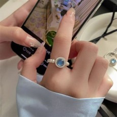 Sapphire Sea Blue Pearl Ring