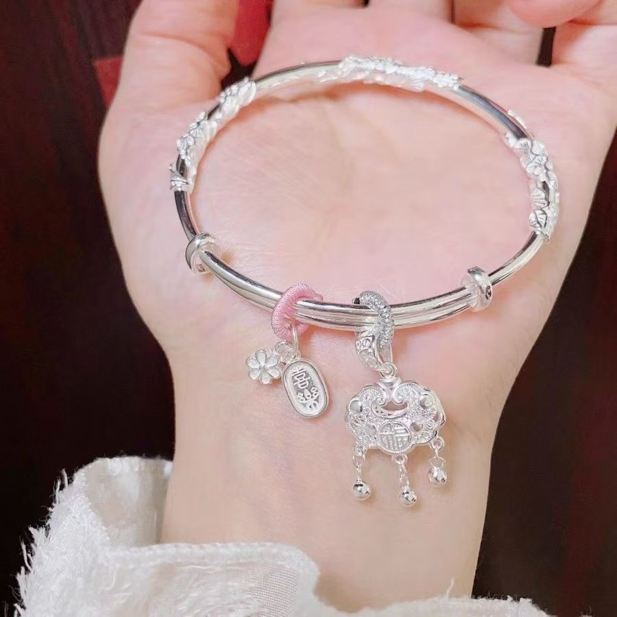 Silver Peace Lock Bracelet